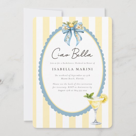 Ciao Bella Bachelorette Weekend Invitation Kaart (Voorkant)