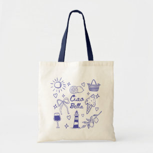 Ciao Bella Blauwe Coquette Strik Italiaanse Zomer Tote Bag