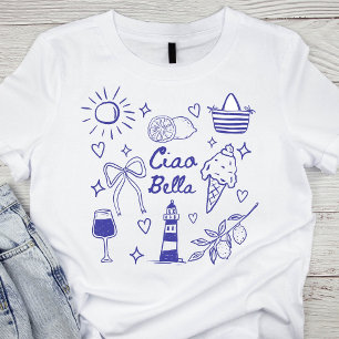 Ciao Bella Blauwe Kokette Strik Italiaanse Zomer T-shirt