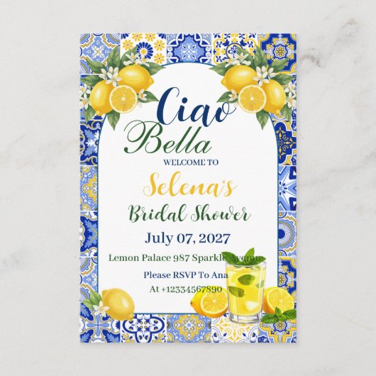 Ciao Bella Bridal Shower Invitation Card (Devant)