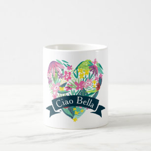 Ciao Bella Cute Floral Heart met tropische bloemen Koffiemok
