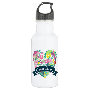 Ciao Bella Cute Floral Heart met tropische bloemen Waterfles