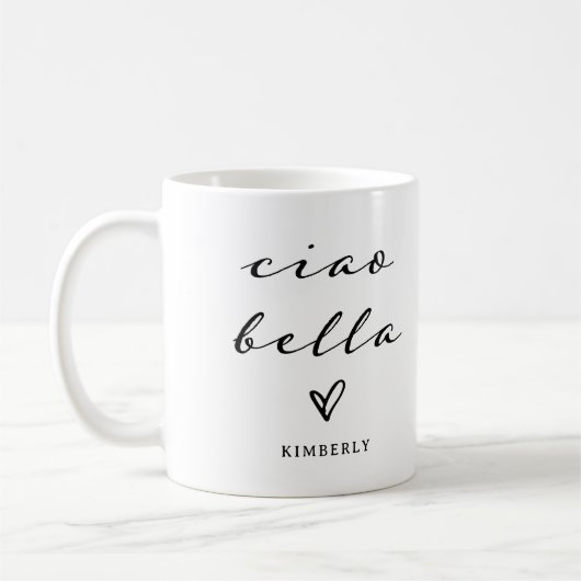 Ciao Bella | Italiaans modern script met hart Koffiemok (Links)