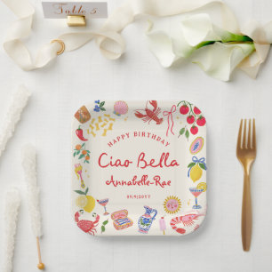 Ciao Bella Italiaans Verjaardags Papier Met Naam Papieren Bordje