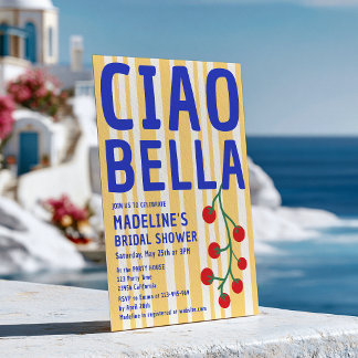 Ciao Bella Italiaanse Retro Streep Blauw Bruidsfee Kaart