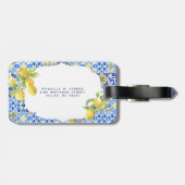 Ciao Bella | Mediterrane Tegel Citroenmonogram Bagagelabel (Achterkant horizontaal)