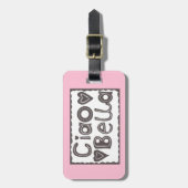 Ciao Bella Pink en Black Bagagelabel (Voorkant verticaal)