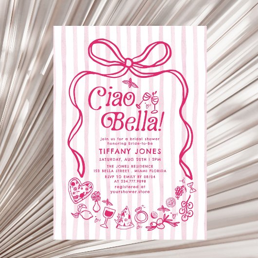 Ciao Bella Pink Italian Lemons Vrijgezellenfeest Kaart
