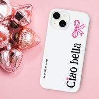 Ciao Bella Roze Hart Lint Naam Italiaanse Schets