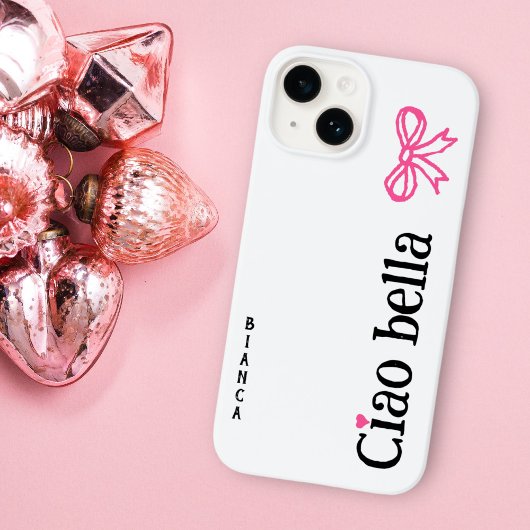 Ciao Bella Roze Hart Lint Naam Italiaanse Schets Case-Mate iPhone Case