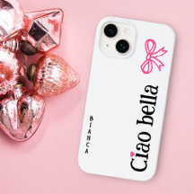Ciao Bella Roze Hart Lint Naam Italiaanse Schets