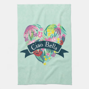 Ciao Bella Schattig Bloemhart met Tropische Bloeme Theedoek