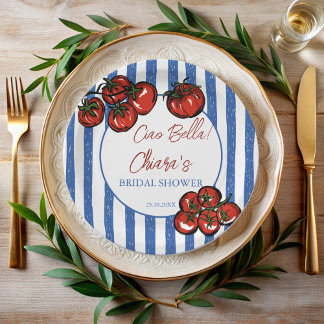 Ciao bella tomato stripes Italian bridal shower Papieren Bordje