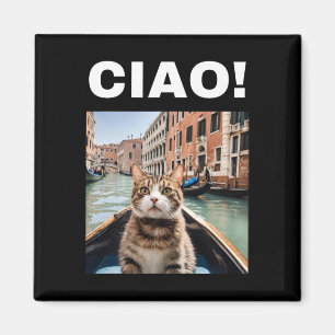 Ciao Funny Gondolier kat op een Venetiaanse gondel Magneet