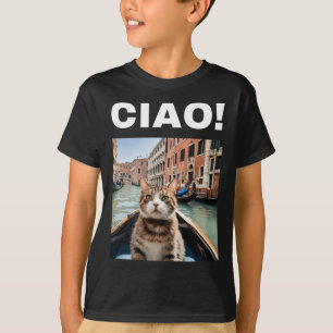 Ciao Funny Gondolier kat op een Venetiaanse gondel T-shirt