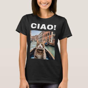 Ciao Funny Gondolier kat op een Venetiaanse gondel T-shirt