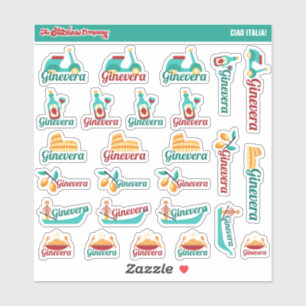 Ciao Italia. Aangepaste naamlabels Italië Sticke Sticker