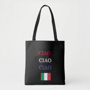 CIAO Italië Vlag Zwart Print Draagtas