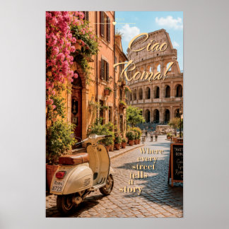 Ciao Roma Vintage Colosseum Schilderkunst Poster