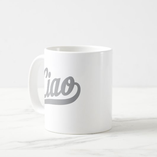 Ciao-script (grijs) koffiemok (Voorkant links)