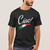 Ciao Script White Text Classic Minimalistische Man T-shirt (Voorkant)