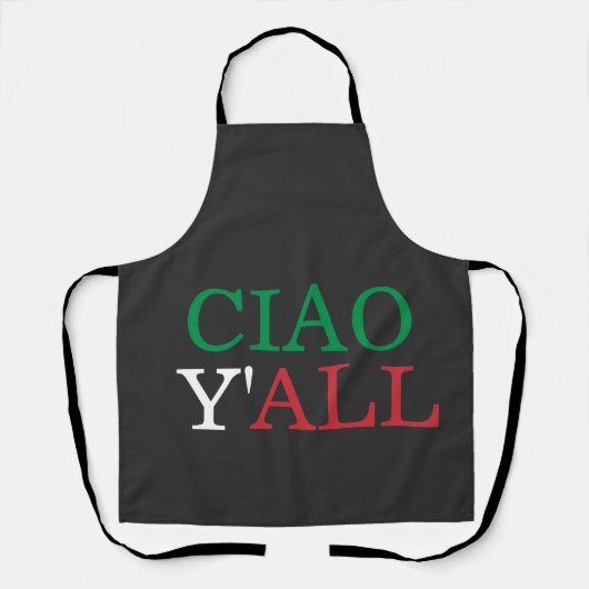 "Ciao Y'all" HillBilly Italy Kitchen Schort (Voorkant)