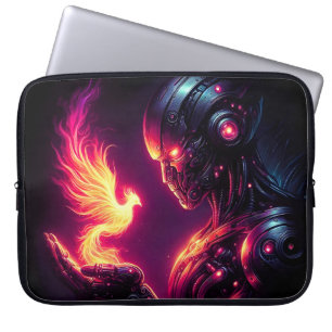Ciber Futuristische Robot Phoenix Vuur Geest Laptop Sleeve