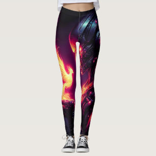 Ciber Futuristische Robot Phoenix Vuur Geest Leggings