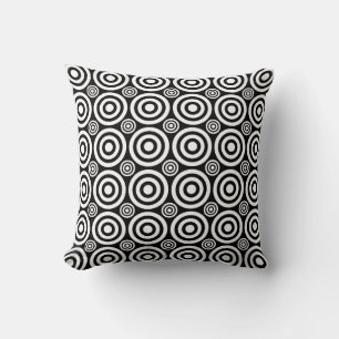 Cible Bullseye, Blanc sur Sq Noir. Coussin décorat