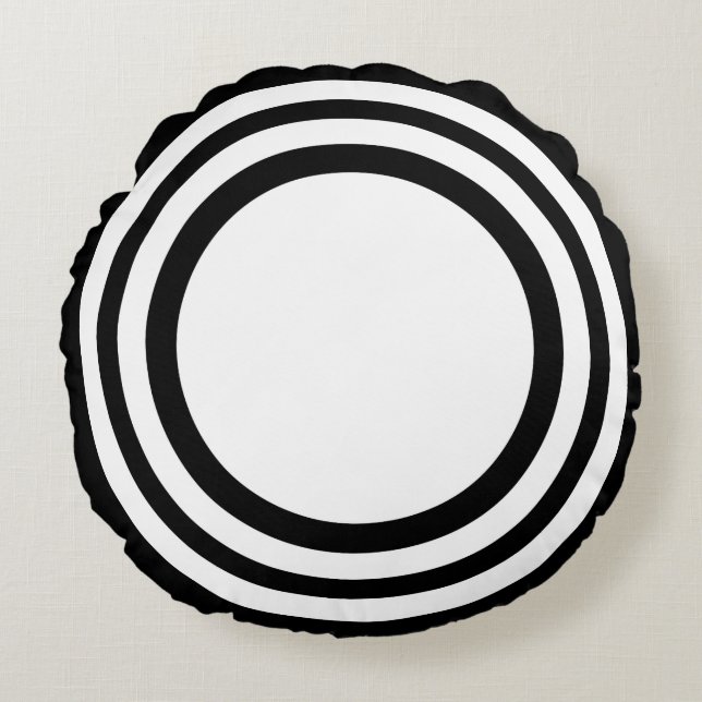 Cible Bullseye, Coussin rond noir-blanc (Devant)