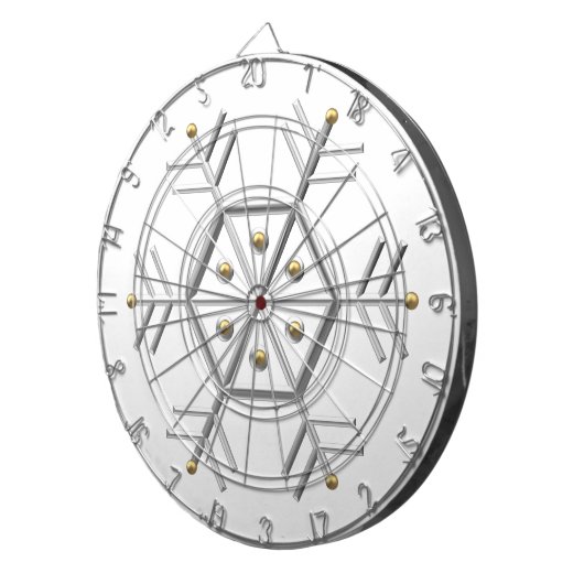Cible De Fléchettes 1-Silver and Gold Snowflake 3-D Look (Devant droit)