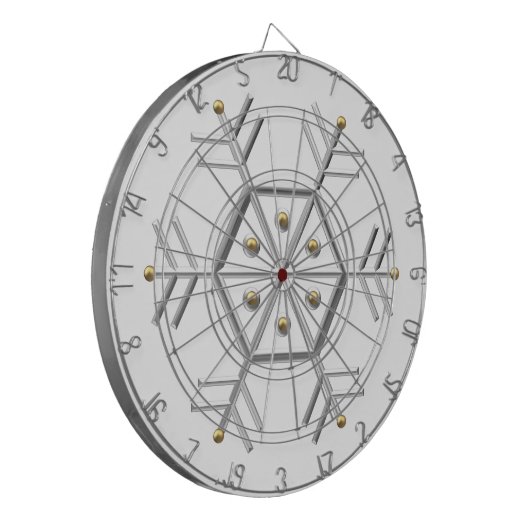 Cible De Fléchettes 1-Silver and Gold Snowflake 3-D Look (Devant gauche)