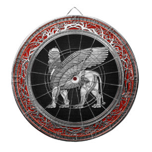 Cible De Fléchettes [200] Lion assyrien ailli - Lamassu argenté
