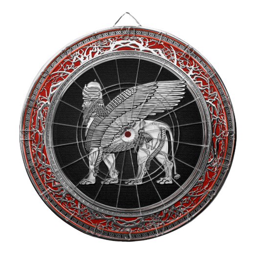 Cible De Fléchettes [200] Lion assyrien ailli - Lamassu argenté (Devant)
