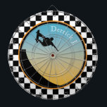 Cible De Fléchettes À damiers de ski<br><div class="desc">Ajoutez une activité ludique à votre salle de jeux avec le Skateboard À damiers dart board Personnalisez avec votre nom ou votre texte.</div>