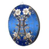 Cible de fléchettes à embellissement floral bleu b (Devant droit)
