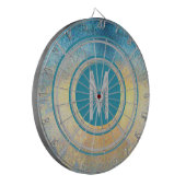 Cible de fléchettes à monogramme Crème Jaune Bleu (Devant gauche)