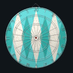 Cible de flechettes à motifs de losanges moderne<br><div class="desc">Cette Cible de flechettes à motifs de losanges moderne de la moitié du siècle (gros caractères) comporte un arrière - plan vibrant, de turquoise et un motif de mod, diamants turquoises translucides recouvrant de plus grands, vintages diamants crèmes avec de l'or coloré, taches d'âge d'espace. Ce minimaliste inspiré, Jacquard déconstruit...</div>