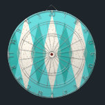 Cible de flechettes à motifs de losanges moderne<br><div class="desc">Cette Cible de flechettes à motifs de losanges moderne de la moitié du siècle (gros caractères) comporte un arrière - plan vibrant, de turquoise et un motif de mod, diamants turquoises translucides recouvrant de plus grands, vintages diamants crèmes avec de l'or coloré, taches d'âge d'espace. Ce minimaliste inspiré, Jacquard déconstruit...</div>