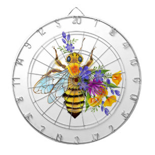 Cible De Fléchettes Abeille à fleurs avec plantes sauvages