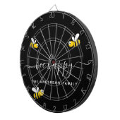 Cible De Fléchettes Abeille joyeux bourdonnement abeilles noir monogra (Devant droit)