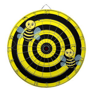 Cible De Fléchettes Abeilles de miel sur cercles noirs et jaunes