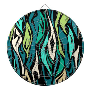 Cible De Fléchettes Abstract black turquoise