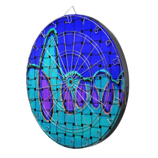 Cible De Fléchettes Abstrait bleu français avec texture tissée (Devant droit)
