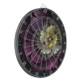 Cible De Fléchettes Abstrait Purpur moderne Khaki Gris Fleur fractale (Devant gauche)