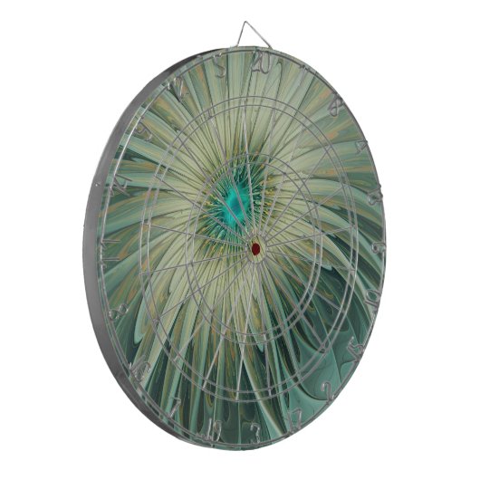 Cible De Fléchettes Abstrait Sage Green Imaginaire Fleur Fractal Art (Devant gauche)