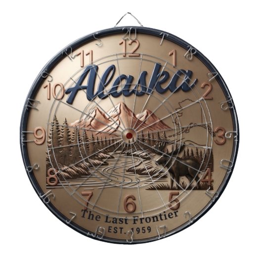 Cible De Fléchettes Alaska Moose & Mountain River Bronze (Devant)