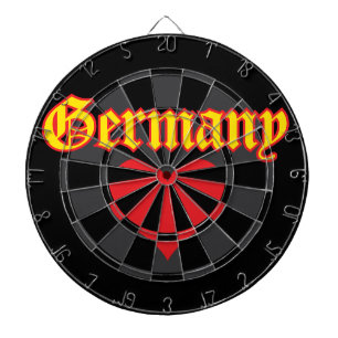 Cible De Fléchettes Allemagne Texte Jaune Cœur Rouge Gris Charbon Noir