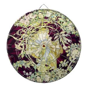 Cible De Fléchettes Alphonse Mucha Femme au marguerite Art nouveau Art