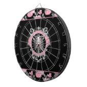 Cible De Fléchettes Amour gothique | Squelette rose et noir Coeur flor (Devant droit)